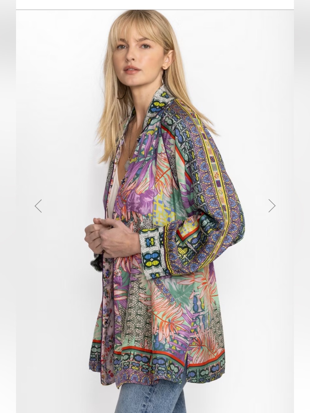 Johnny Was NWT Bordona Heather Reversible Kimono 100% Silk Medium